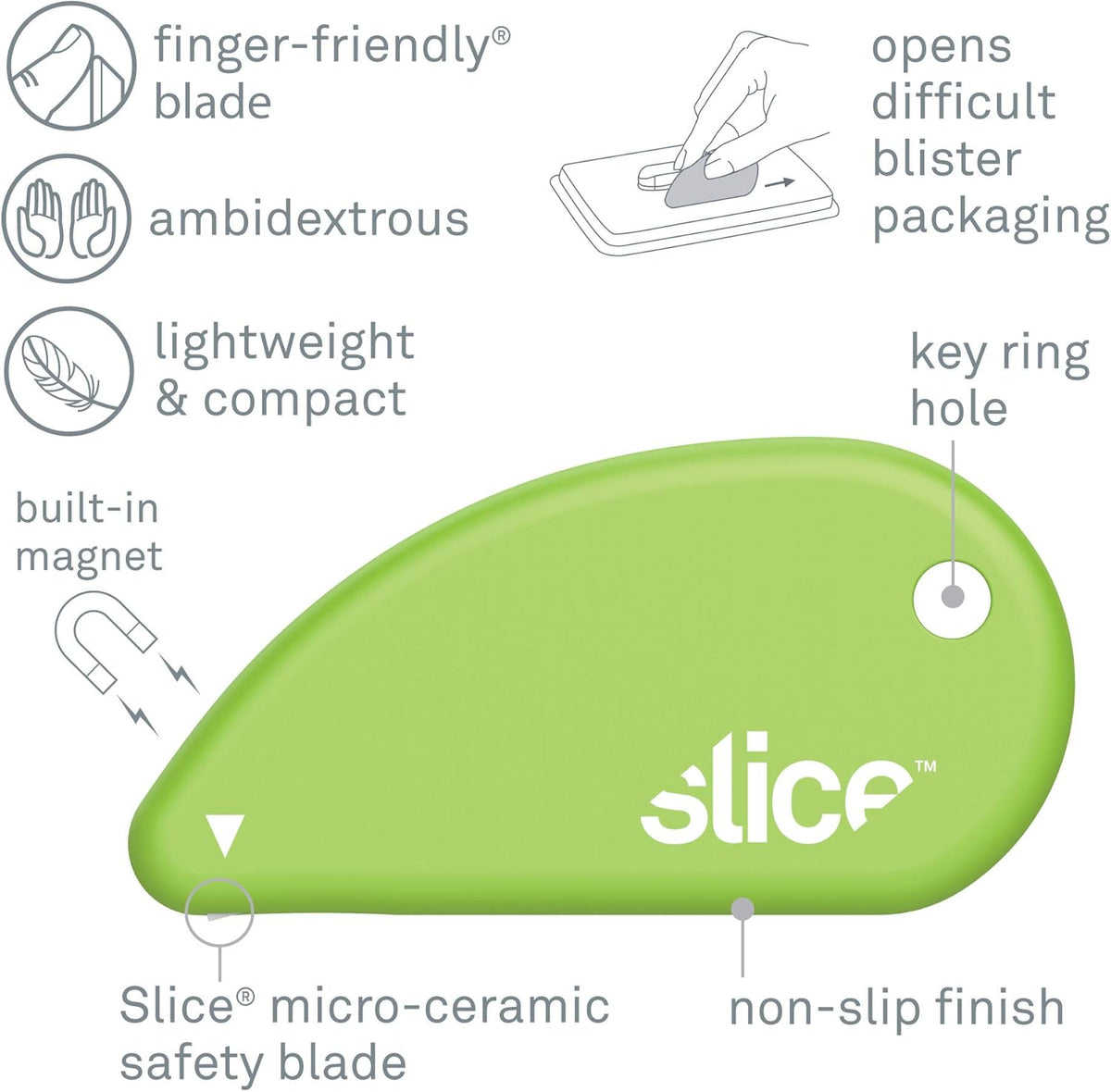 Slice Micro Safety Cutter | Safe Ceramic Box Cutter Lasting 11x Longer than Metal | Keychain Box Opener | Combo Pack | Earth White + Sage