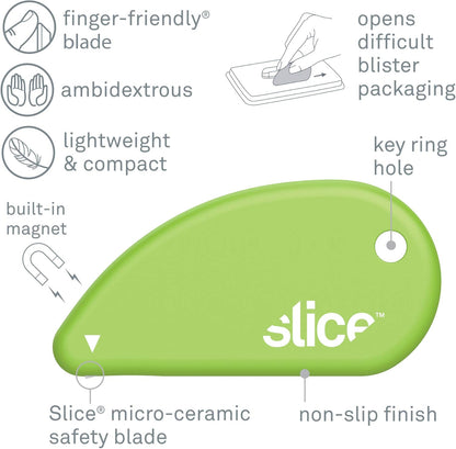 Slice Micro Safety Cutter | Safe Ceramic Box Cutter Lasting 11x Longer than Metal | Keychain Box Opener | Combo Pack | Earth White + Sage