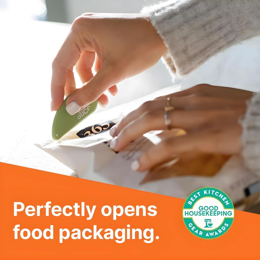Slice Micro Safety Cutter | Safe Ceramic Box Cutter Lasting 11x Longer than Metal | Keychain Box Opener | Combo Pack | Earth White + Sage