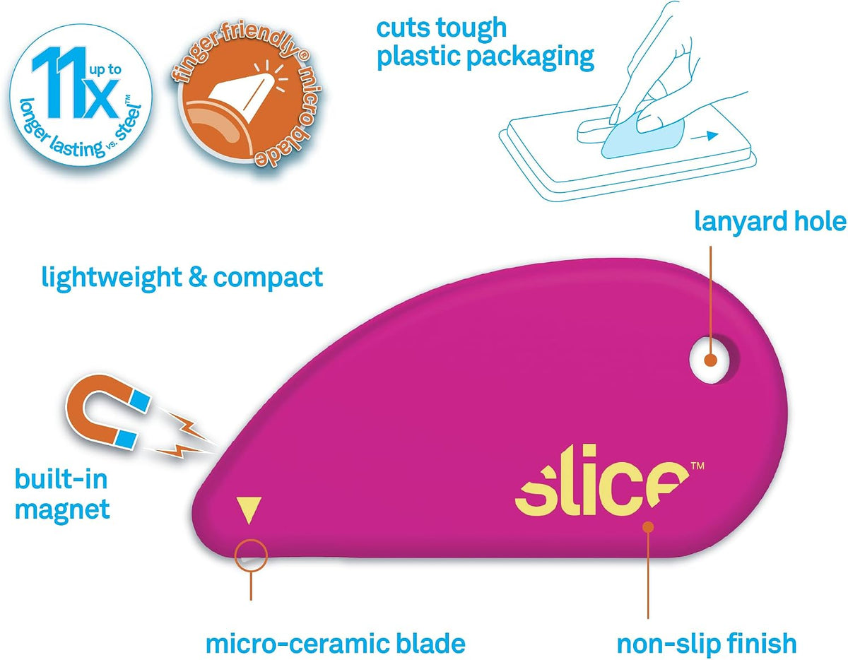 Slice Micro Safety Cutter | Safe Ceramic Box Cutter Lasting 11x Longer than Metal | Keychain Box Opener | Combo Pack | Earth White + Sage