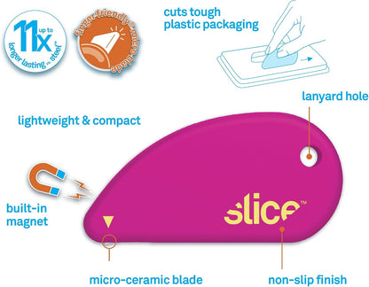 Slice Micro Safety Cutter | Safe Ceramic Box Cutter Lasting 11x Longer than Metal | Keychain Box Opener | Combo Pack | Earth White + Sage