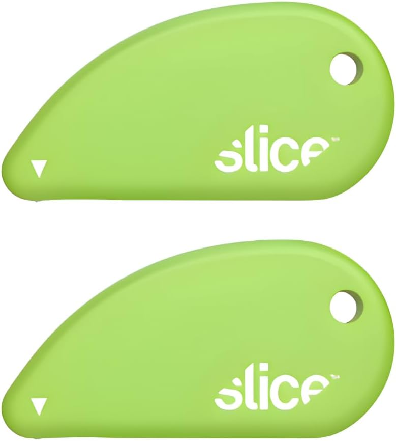 Slice Micro Safety Cutter | Safe Ceramic Box Cutter Lasting 11x Longer than Metal | Keychain Box Opener | Combo Pack | Earth White + Sage