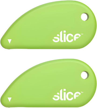 Slice Micro Safety Cutter | Safe Ceramic Box Cutter Lasting 11x Longer than Metal | Keychain Box Opener | Combo Pack | Earth White + Sage