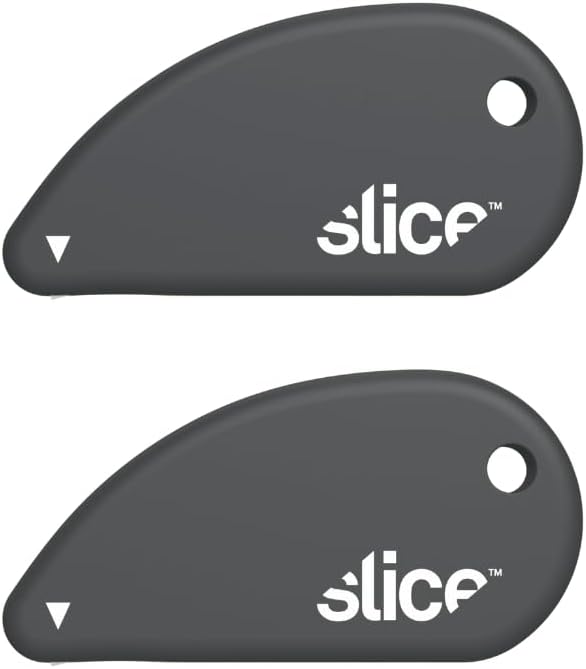 Slice Micro Safety Cutter | Safe Ceramic Box Cutter Lasting 11x Longer than Metal | Keychain Box Opener | Combo Pack | Earth White + Sage