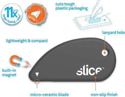Slice Micro Safety Cutter | Safe Ceramic Box Cutter Lasting 11x Longer than Metal | Keychain Box Opener | Combo Pack | Earth White + Sage