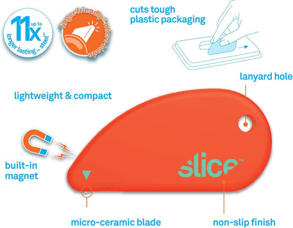 Slice Micro Safety Cutter | Safe Ceramic Box Cutter Lasting 11x Longer than Metal | Keychain Box Opener | Combo Pack | Earth White + Sage