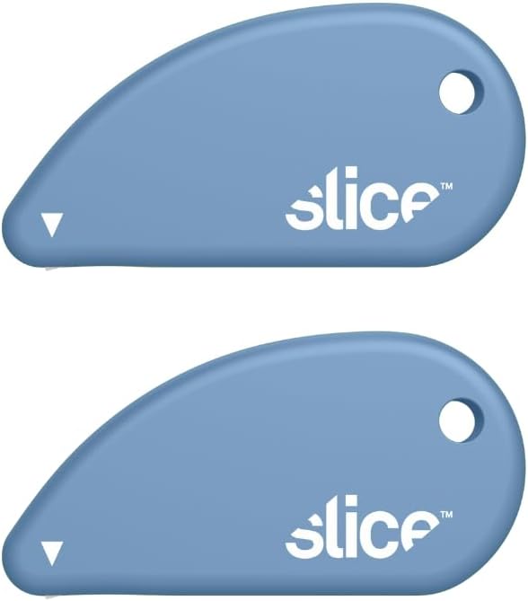 Slice Micro Safety Cutter | Safe Ceramic Box Cutter Lasting 11x Longer than Metal | Keychain Box Opener | Combo Pack | Earth White + Sage