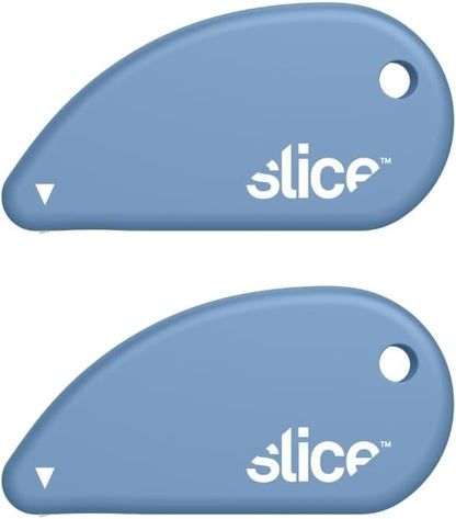 Slice Micro Safety Cutter | Safe Ceramic Box Cutter Lasting 11x Longer than Metal | Keychain Box Opener | Combo Pack | Earth White + Sage