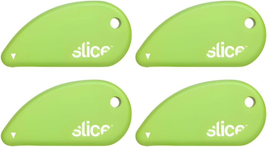 Slice Micro Safety Cutter | Safe Ceramic Box Cutter Lasting 11x Longer than Metal | Keychain Box Opener | Combo Pack | Earth White + Sage