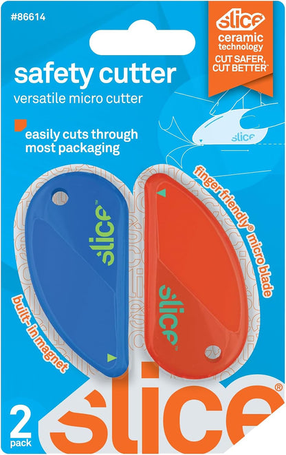 Slice Micro Safety Cutter | Safe Ceramic Box Cutter Lasting 11x Longer than Metal | Keychain Box Opener | Combo Pack | Earth White + Sage