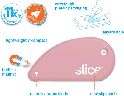 Slice Micro Safety Cutter | Safe Ceramic Box Cutter Lasting 11x Longer than Metal | Keychain Box Opener | Combo Pack | Earth White + Sage