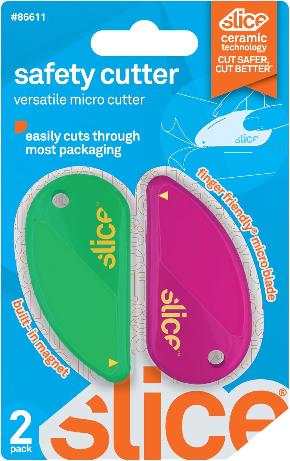 Slice Micro Safety Cutter | Safe Ceramic Box Cutter Lasting 11x Longer than Metal | Keychain Box Opener | Combo Pack | Earth White + Sage
