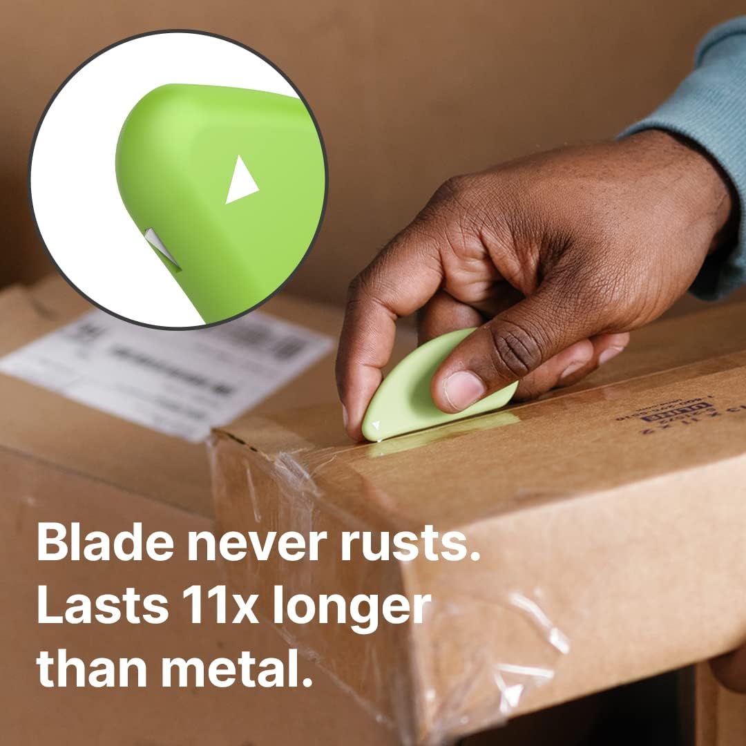 Slice Micro Safety Cutter | Safe Ceramic Box Cutter Lasting 11x Longer than Metal | Keychain Box Opener | Combo Pack | Earth White + Sage