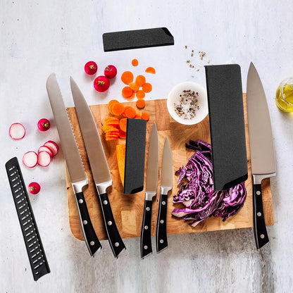 PP Safety Knife Cover Sleeves for 10" Bread Knife, 5 Pack Knives Edge Guard Blade Protector Universal Knife Sheath for Kitchen, Black