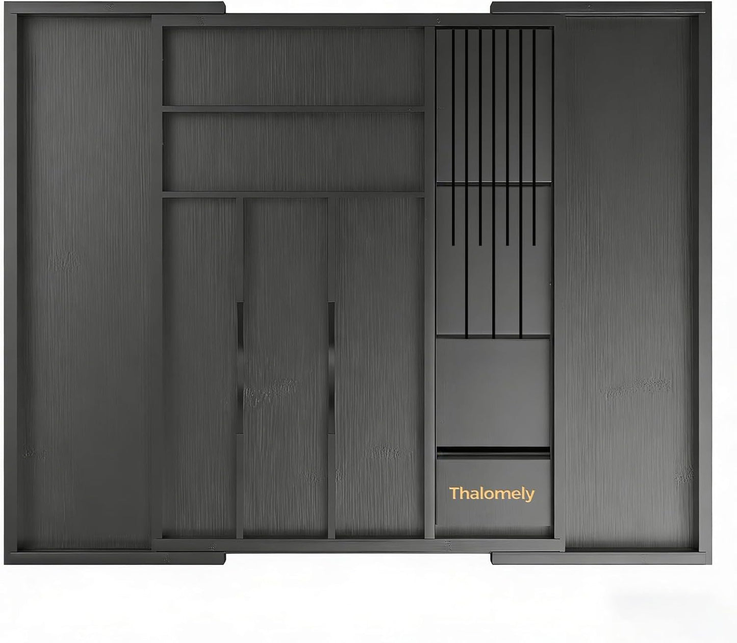 Bamboo Kitchen Drawer Organizer, Expandable Silverware Organizer with Removable Knife Block, 6-8 Slots- Utensil Holder & Cutlery Tray Drawer Dividers, 2.36" Deep for Extra Capacity, Natural