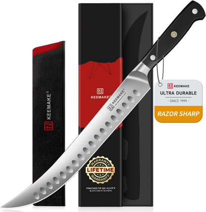 Brisket Knife, 12‘’ Carving & Slicing Knife with Ergonomic Handle, German High-Carbon Steel, Sheath Included, Razor Sharp for Meat, Roasts, BBQ, Turkey, Grilling Gifts for Men