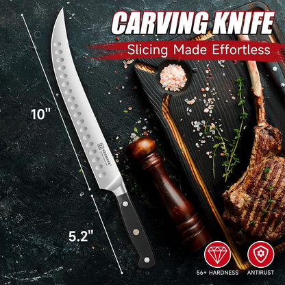 Brisket Knife, 12‘’ Carving & Slicing Knife with Ergonomic Handle, German High-Carbon Steel, Sheath Included, Razor Sharp for Meat, Roasts, BBQ, Turkey, Grilling Gifts for Men