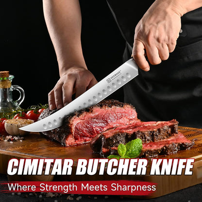 Brisket Knife, 12‘’ Carving & Slicing Knife with Ergonomic Handle, German High-Carbon Steel, Sheath Included, Razor Sharp for Meat, Roasts, BBQ, Turkey, Grilling Gifts for Men