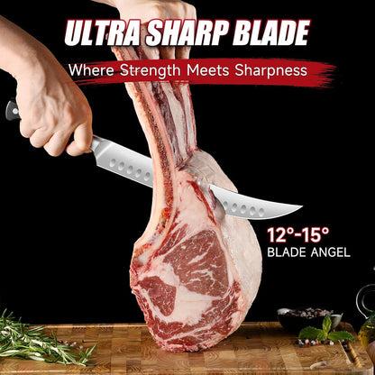 Brisket Knife, 12‘’ Carving & Slicing Knife with Ergonomic Handle, German High-Carbon Steel, Sheath Included, Razor Sharp for Meat, Roasts, BBQ, Turkey, Grilling Gifts for Men