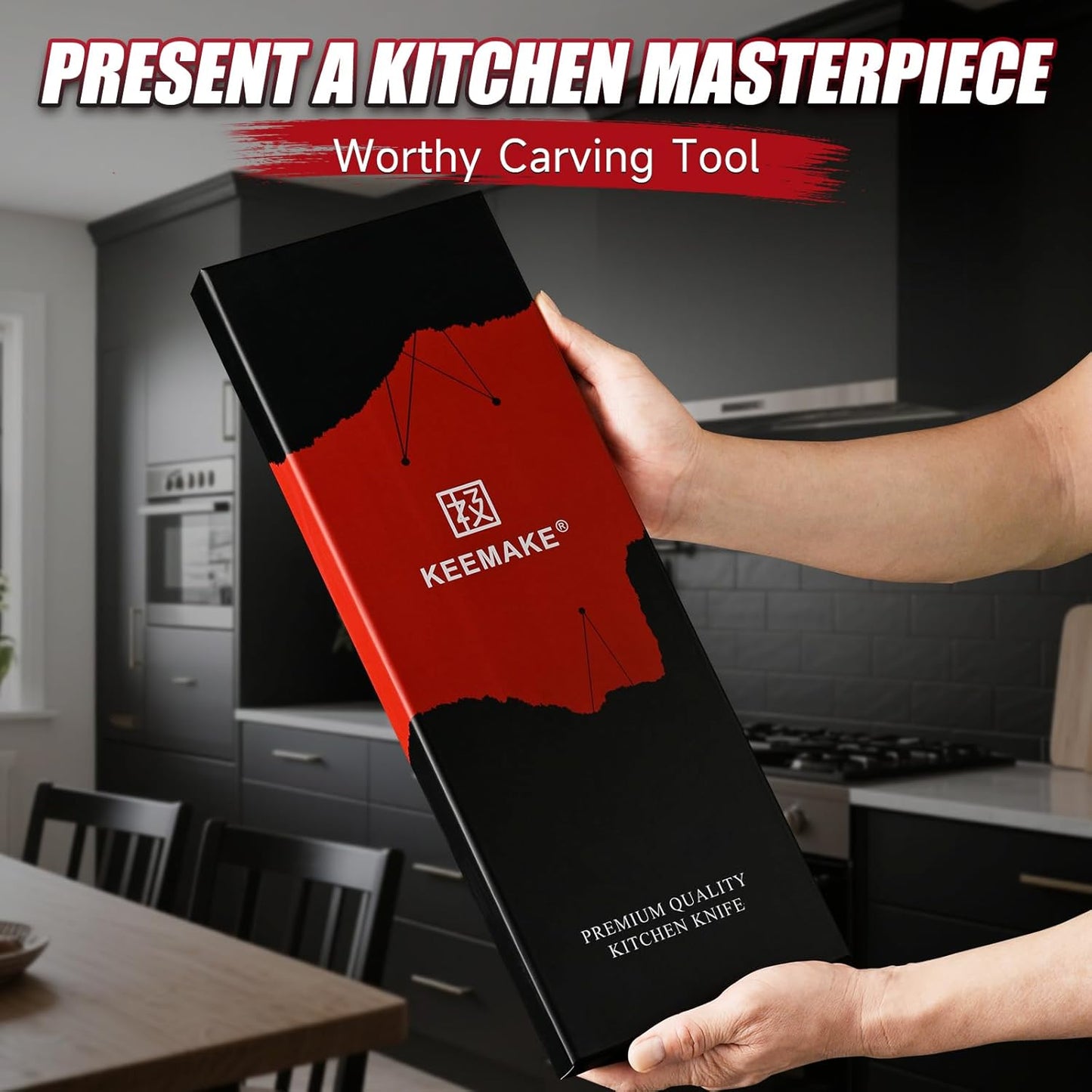Brisket Knife, 12‘’ Carving & Slicing Knife with Ergonomic Handle, German High-Carbon Steel, Sheath Included, Razor Sharp for Meat, Roasts, BBQ, Turkey, Grilling Gifts for Men