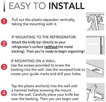 12 Inch Magnetic Knife Holder for Refrigerator, Magnetic Knife Holders for Fridge or Kitchen Wall No Drilling, Magnet Strips for Knives & Metal Utensils, Tool Rack, Stainless Steel