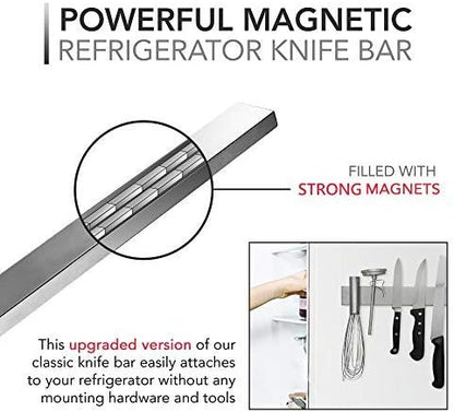 12 Inch Magnetic Knife Holder for Refrigerator, Magnetic Knife Holders for Fridge or Kitchen Wall No Drilling, Magnet Strips for Knives & Metal Utensils, Tool Rack, Stainless Steel