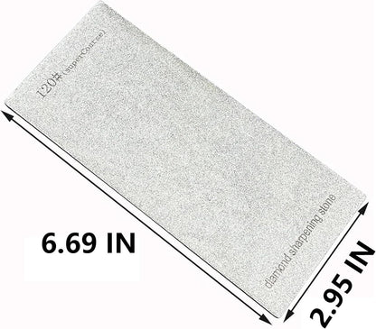 6.69*2.95in 3-piece set of diamond sharpening stones, tool grinding plates, and polishing stones are suitable for sharpening kitchen knives and removing dull, blunt or worn edges (240/600/1200 grit)
