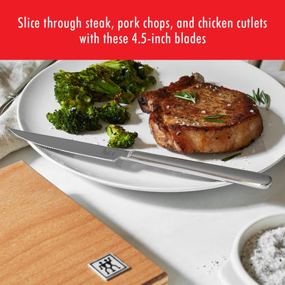 Ultra-Sharp Steak Knives Set of 8 with Wood Gift Box | Slice Through Steak, Pork Chops, & Chicken Cutlets with Serrated Steak Knives. Durable, Forged and Easy to Clean.