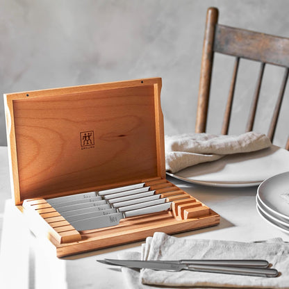 Ultra-Sharp Steak Knives Set of 8 with Wood Gift Box | Slice Through Steak, Pork Chops, & Chicken Cutlets with Serrated Steak Knives. Durable, Forged and Easy to Clean.