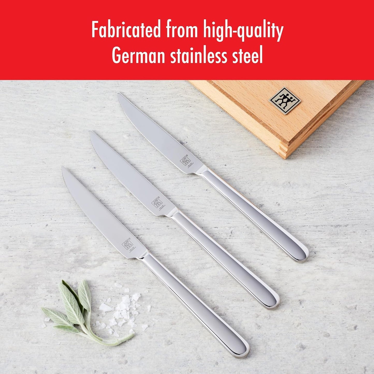 Ultra-Sharp Steak Knives Set of 8 with Wood Gift Box | Slice Through Steak, Pork Chops, & Chicken Cutlets with Serrated Steak Knives. Durable, Forged and Easy to Clean.