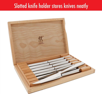 Ultra-Sharp Steak Knives Set of 8 with Wood Gift Box | Slice Through Steak, Pork Chops, & Chicken Cutlets with Serrated Steak Knives. Durable, Forged and Easy to Clean.