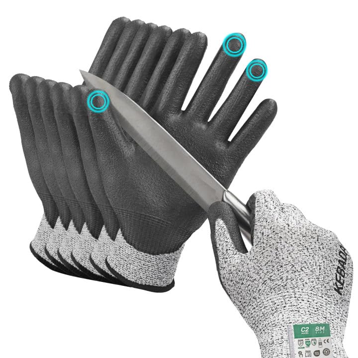 Cut Resistant Gloves, ANSI A2 Cutting Glove, PU Coated, Touchscreen, Multi-Purpose Model C2, 1 Pair, Large