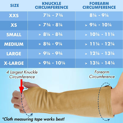 Leather Protective Sleeves Arm Guard - Prevent Cuts, Scratches & Bruises - Genuine Cowhide - Ideal for Gardening & Construction - Left & Right Form-Fitting. Tan (1 Pair/XX-Small).