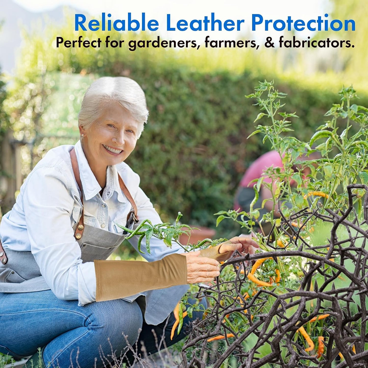 Leather Protective Sleeves Arm Guard - Prevent Cuts, Scratches & Bruises - Genuine Cowhide - Ideal for Gardening & Construction - Left & Right Form-Fitting. Tan (1 Pair/XX-Small).