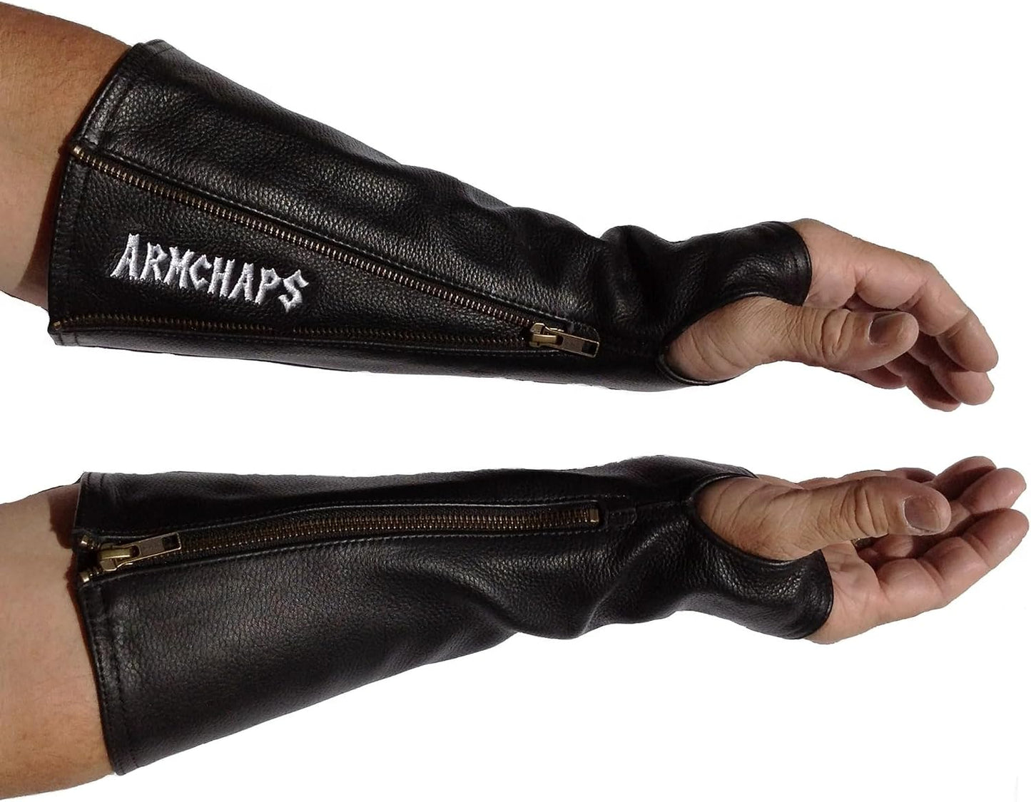 Leather Protective Sleeves Arm Guard - Prevent Cuts, Scratches & Bruises - Genuine Cowhide - Ideal for Gardening & Construction - Left & Right Form-Fitting. Tan (1 Pair/XX-Small).