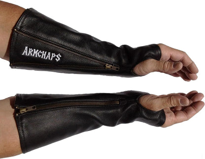 Leather Protective Sleeves Arm Guard - Prevent Cuts, Scratches & Bruises - Genuine Cowhide - Ideal for Gardening & Construction - Left & Right Form-Fitting. Tan (1 Pair/XX-Small).