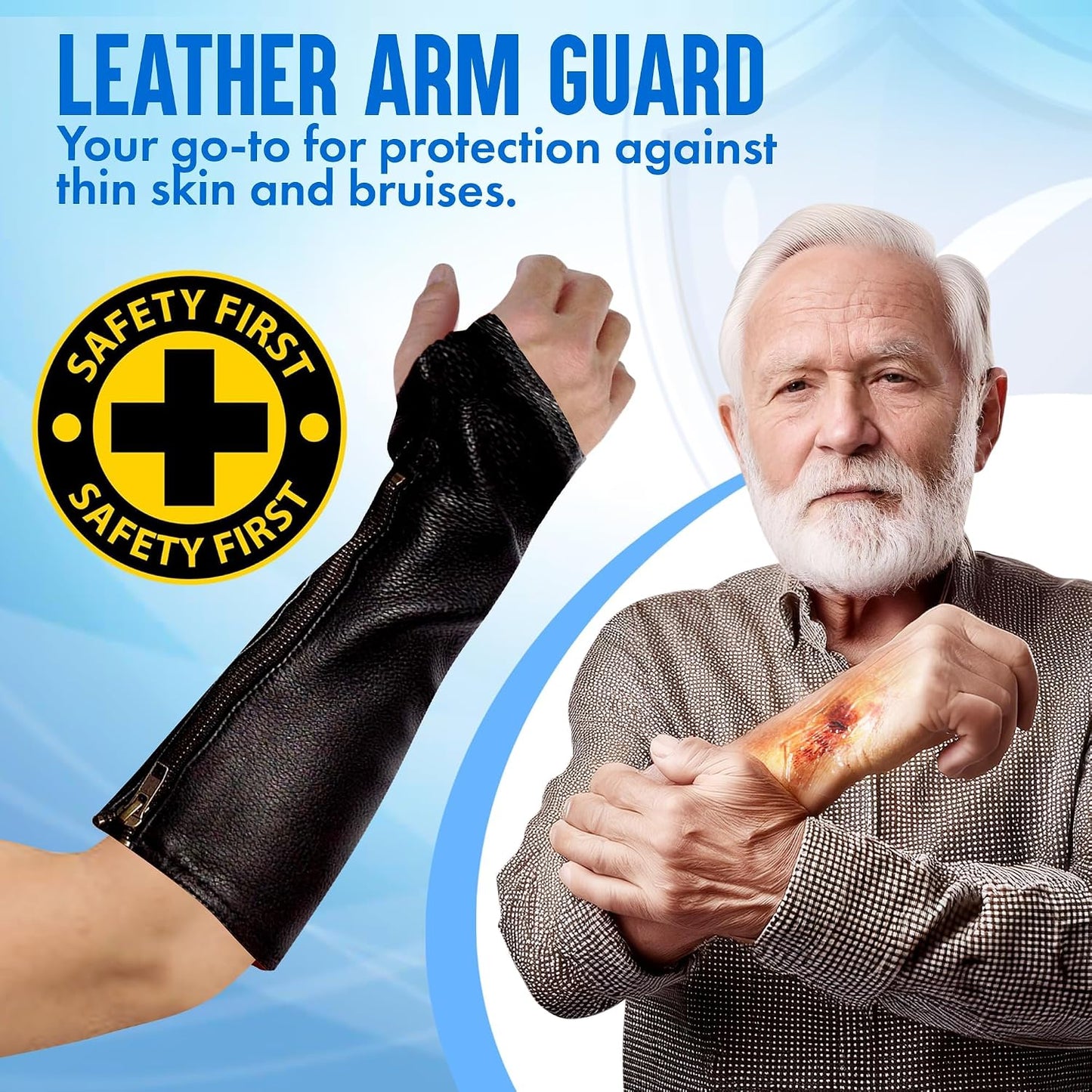 Leather Protective Sleeves Arm Guard - Prevent Cuts, Scratches & Bruises - Genuine Cowhide - Ideal for Gardening & Construction - Left & Right Form-Fitting. Tan (1 Pair/XX-Small).
