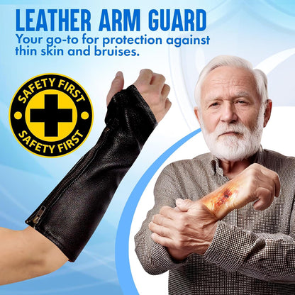 Leather Protective Sleeves Arm Guard - Prevent Cuts, Scratches & Bruises - Genuine Cowhide - Ideal for Gardening & Construction - Left & Right Form-Fitting. Tan (1 Pair/XX-Small).