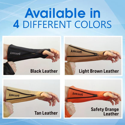 Leather Protective Sleeves Arm Guard - Prevent Cuts, Scratches & Bruises - Genuine Cowhide - Ideal for Gardening & Construction - Left & Right Form-Fitting. Tan (1 Pair/XX-Small).