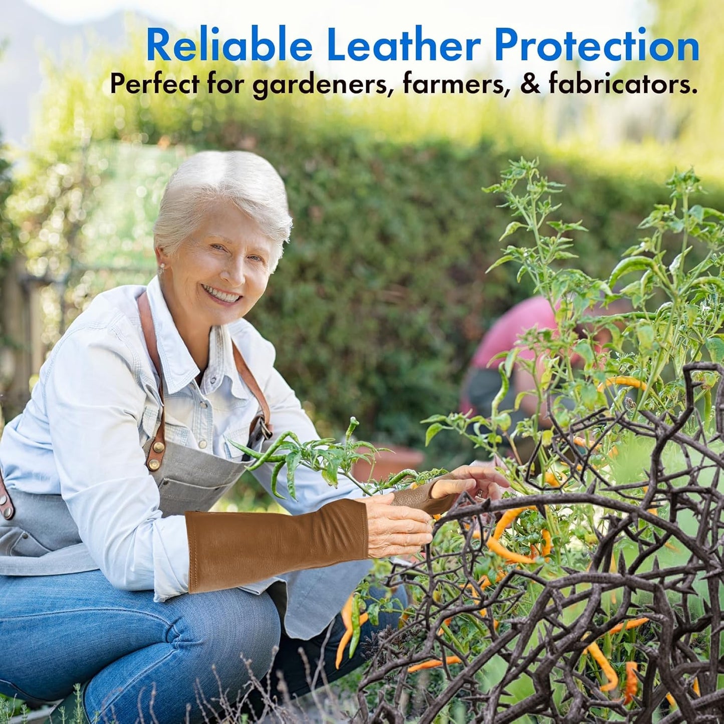 Leather Protective Sleeves Arm Guard - Prevent Cuts, Scratches & Bruises - Genuine Cowhide - Ideal for Gardening & Construction - Left & Right Form-Fitting. Tan (1 Pair/XX-Small).