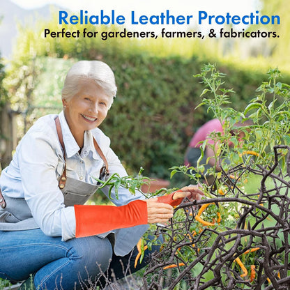 Leather Protective Sleeves Arm Guard - Prevent Cuts, Scratches & Bruises - Genuine Cowhide - Ideal for Gardening & Construction - Left & Right Form-Fitting. Tan (1 Pair/XX-Small).