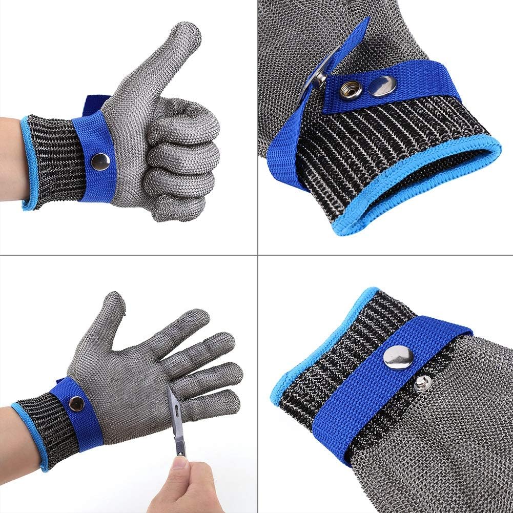 Stainless Steel Cut Gloves 5 For Kitchen, Chainmail Gloes For Cutting, Stainless Sel Gloes For Kitchen, With White Cotton Glove, Anti Knife, Anti Scratch, Suitable For Both Right And Left