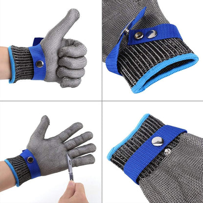 Stainless Steel Cut Gloves 5 For Kitchen, Chainmail Gloes For Cutting, Stainless Sel Gloes For Kitchen, With White Cotton Glove, Anti Knife, Anti Scratch, Suitable For Both Right And Left
