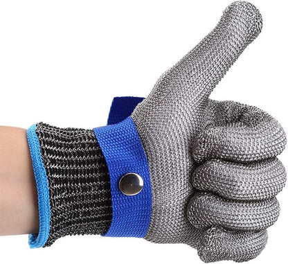 Stainless Steel Cut Gloves 5 For Kitchen, Chainmail Gloes For Cutting, Stainless Sel Gloes For Kitchen, With White Cotton Glove, Anti Knife, Anti Scratch, Suitable For Both Right And Left