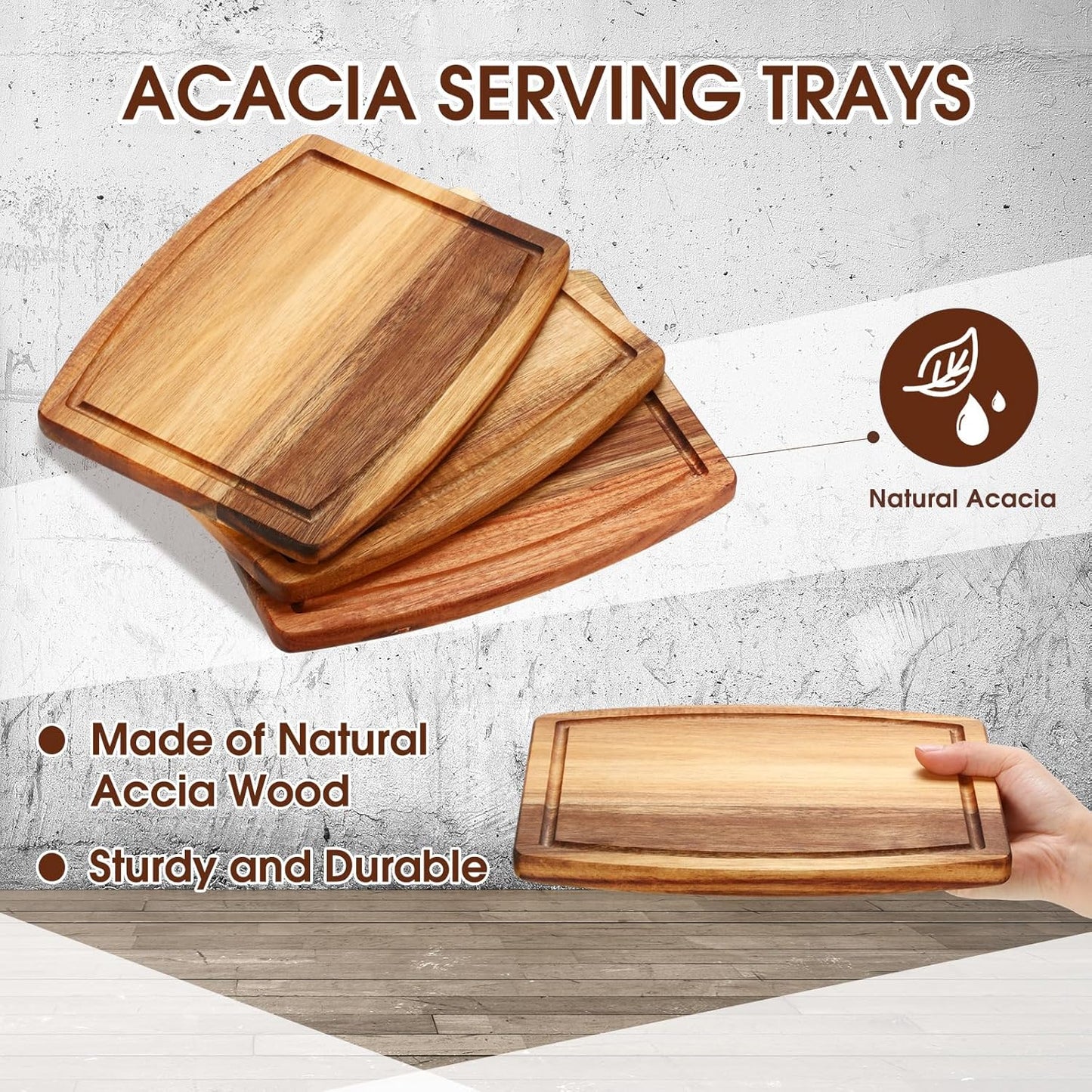 10 Pcs Acacia Wood Cutting Boards Bulk for Laser Engraving Wooden Dinner Plates with Groove Chopping Charcuterie Board Carving Tray for Holiday Housewarming Party Gifts (8 x 10 Inch)