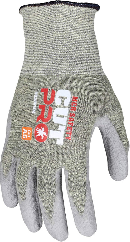 9828PUM CutPro 18 Gauge HyperMax Work Gloves, CutProtection, Polyurethane Coated Palm & Fingertips, Medium, Gray