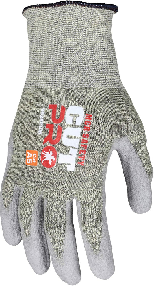 9828PUM CutPro 18 Gauge HyperMax Work Gloves, CutProtection, Polyurethane Coated Palm & Fingertips, Medium, Gray