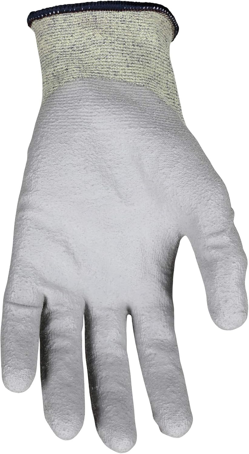 9828PUM CutPro 18 Gauge HyperMax Work Gloves, CutProtection, Polyurethane Coated Palm & Fingertips, Medium, Gray