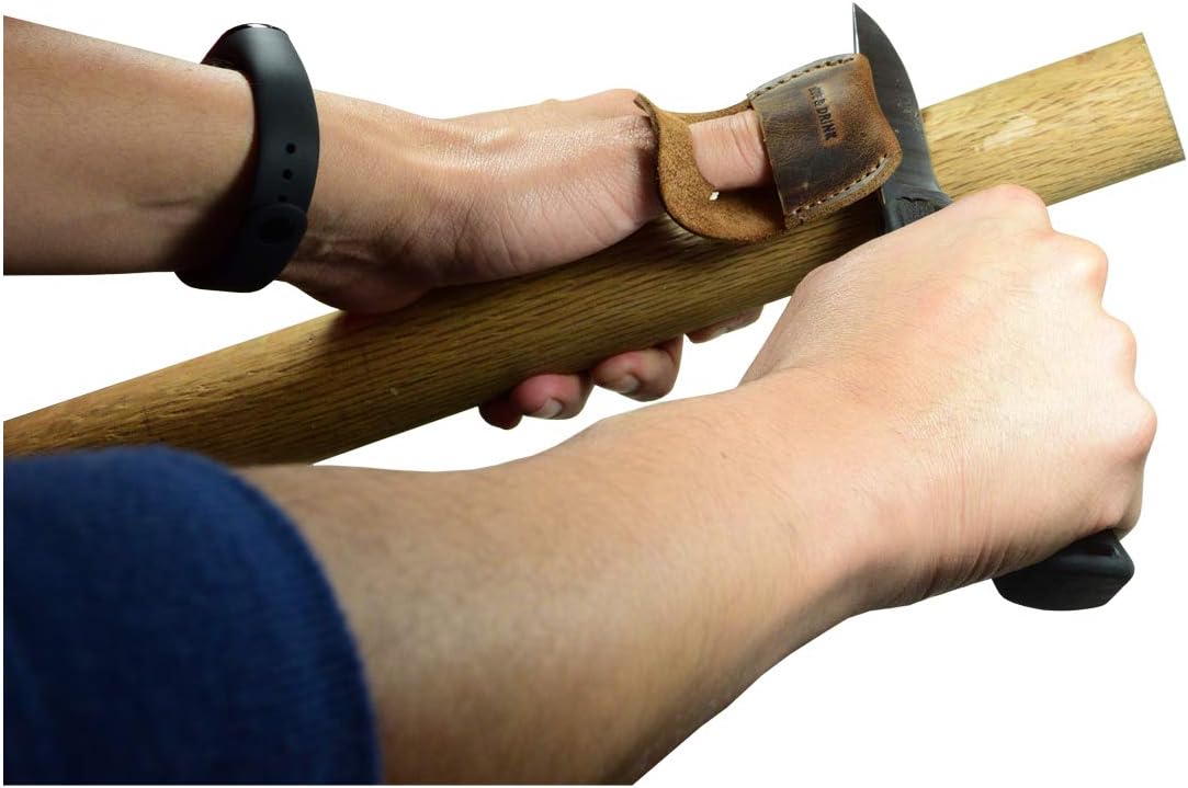 Leather Thumb Guard, Finger Protector, Carpenter Carving Accessories, Handmade Includes 101 Year Warranty :: Bourbon Brown