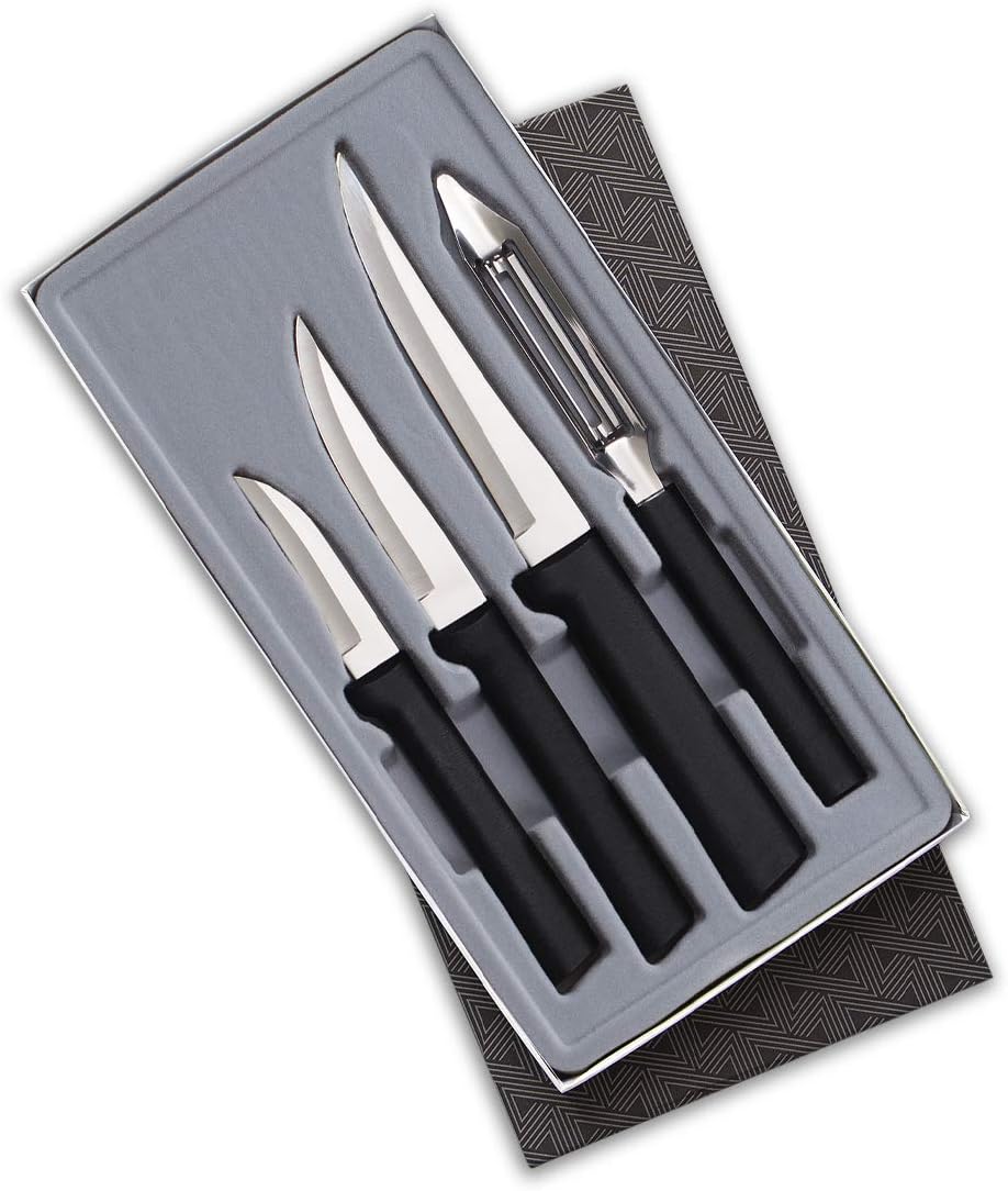 Meal Prep Gift Set (S05), Silver Handle | 4-Piece Knife Set , Stainless Steel Blade, Silver Cast Aluminum Handle